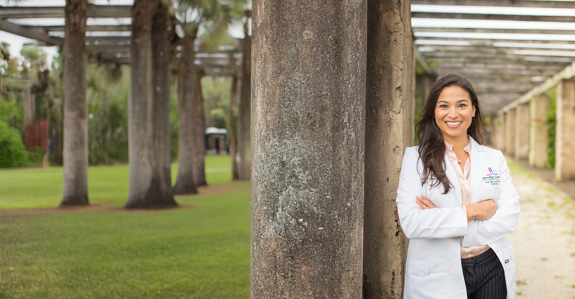 Our dentist, Jennifer Lopez, in a park